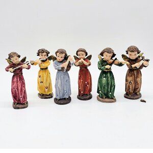 Vintage Artmark Christmas Angels Playing Instruments Figurines Lot Of 6 SEE